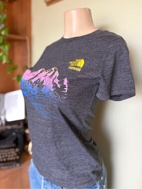 The North Face Charcoal Tee Pink Blue & Yellow Hawaii Graphic Women’s S Mountain